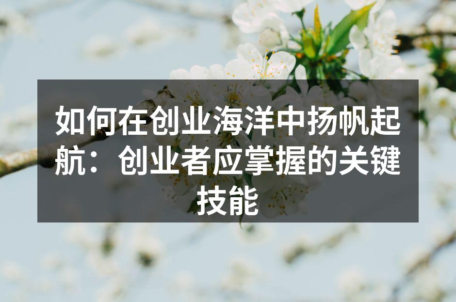 如何在创业海洋中扬帆起航：创业者应掌握的关键技能